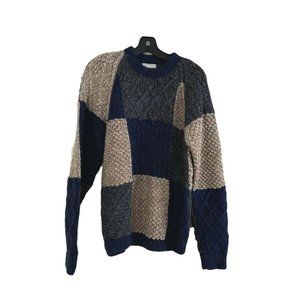 Carraig Donn Patchwork Blue Gray Irish Knit Fisher